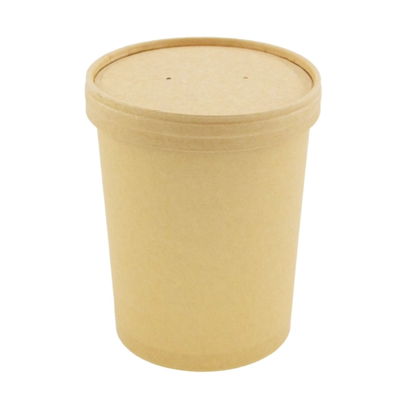 Brown Kraft Soup Cup with Kraft Lid Included 19oz D:3.8in H:4.5in - 25 pcs