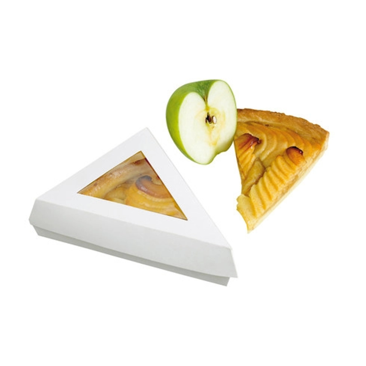 White Slice Box with PE Window Lid 12oz L:6.6in W:6.6in H:5.1in - 50 pcs