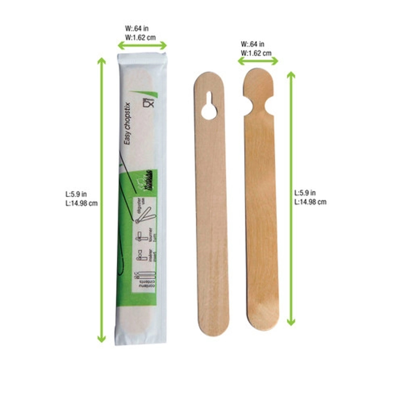 Easy Wooden Chopsticks Wrapped by Pair L:5.9in W:0.64in - 100 pcs