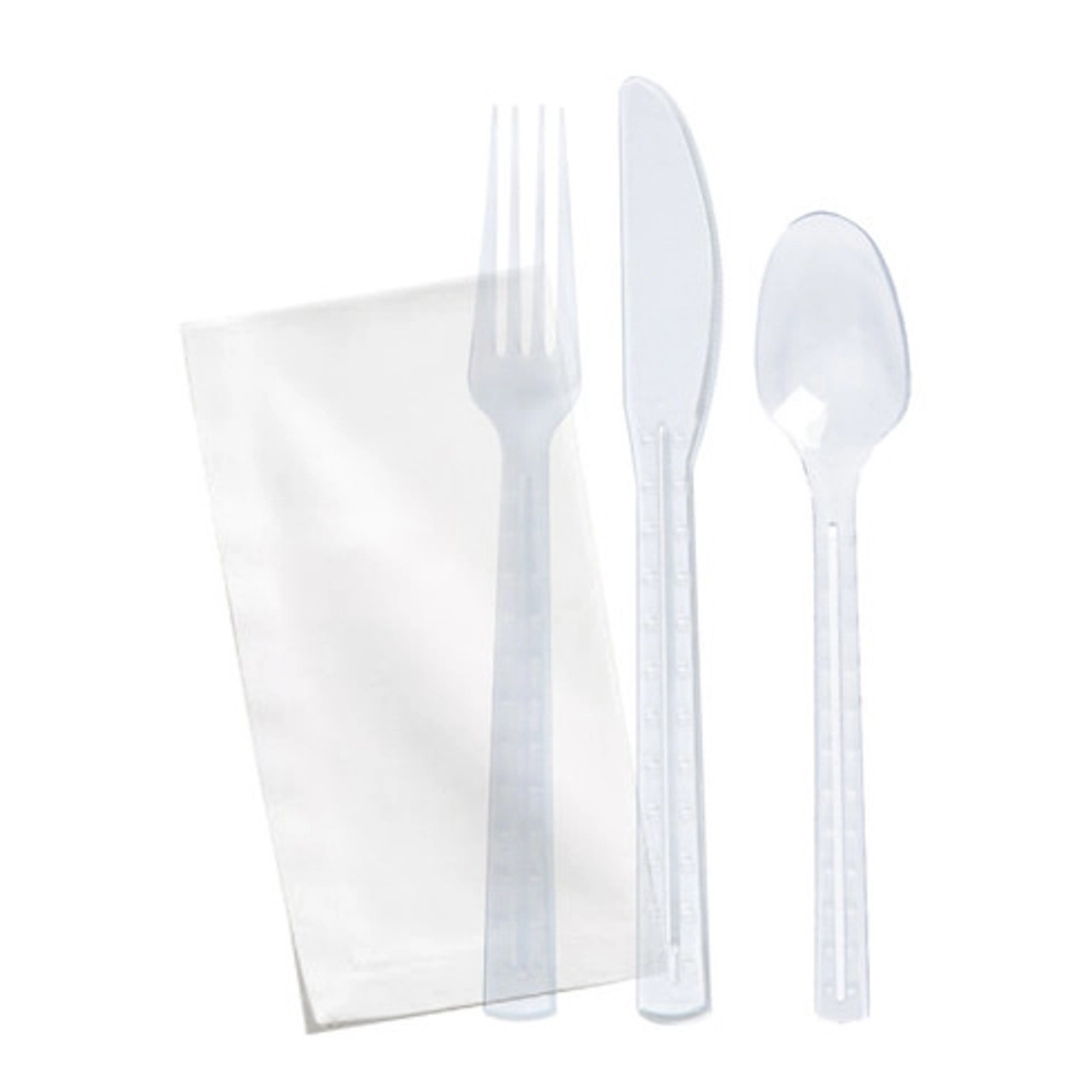 Wrapped Clear First Class Kit 6/1 (Knife, Fork, Spoon, Napkin + Salt & Pepper) L:7.87in - 50 pcs