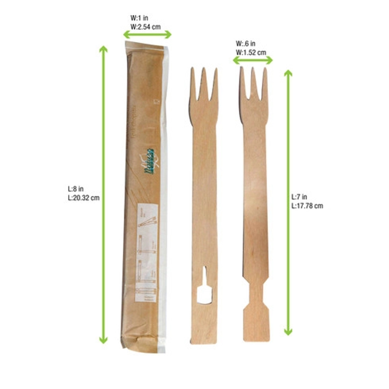 Beginners Wooden Fork Chopsticks Wrapped by Pair L:7in W:0.6in - 100 pcs