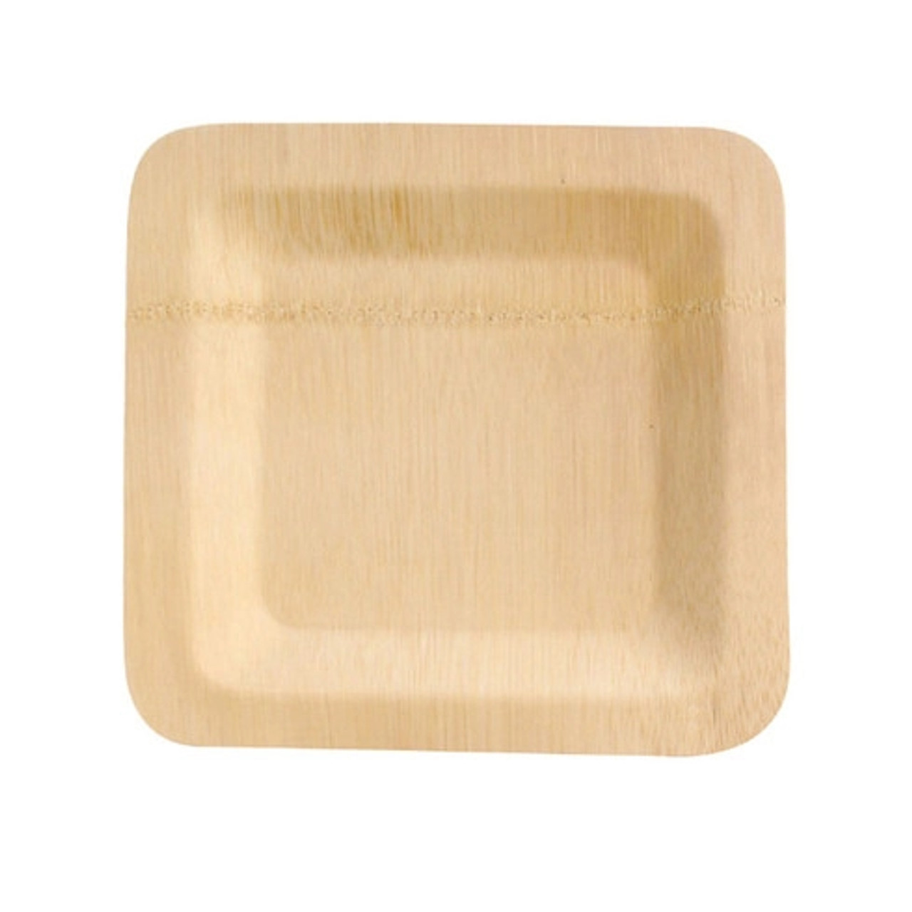 Bamboo Veneer Square Plate L:10in W:10in H:0.55in - 4 pcs