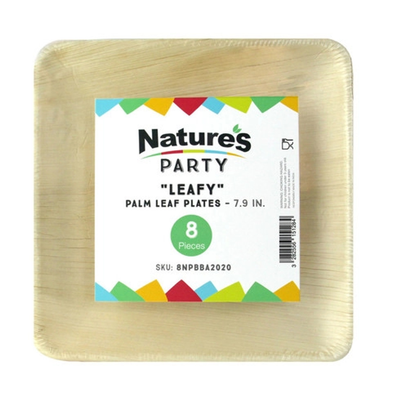 LEAFY Palm Leaf Plate L:7.9in W:7.9in H:0.5in - 8 pcs