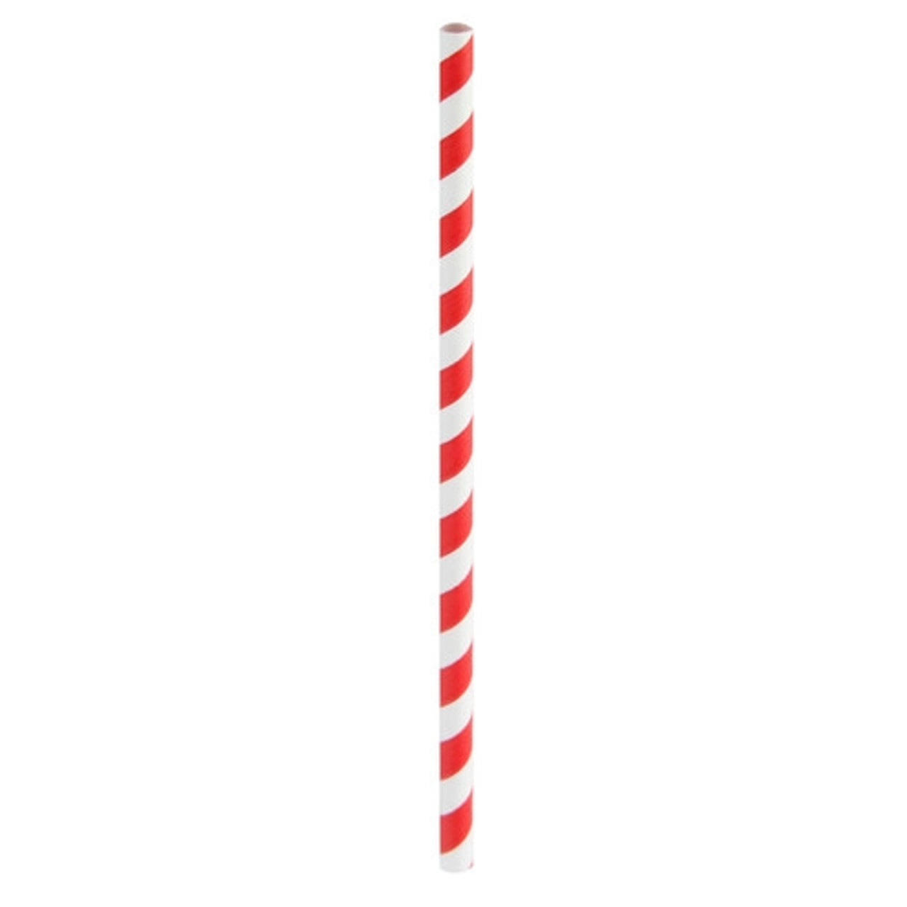 Durable Red & White Striped Cocktail Paper Straws - Unwrapped D:0.2in H:5.7in - 500 pcs