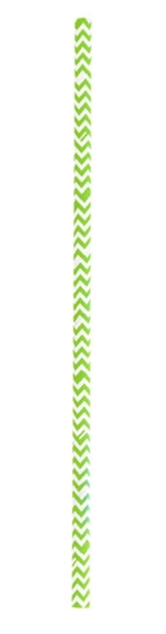 Durable Lime Green & White Design Paper Straws - Unwrapped D:0.2in L:7.75in - 500 pcs