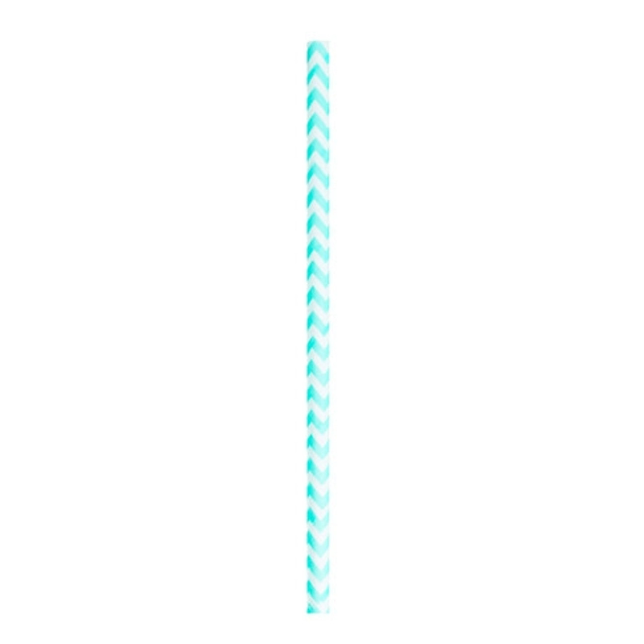 Durable Teal Blue & White Design Paper Straws - Unwrapped D:0.2in L:7.75in - 500 pcs
