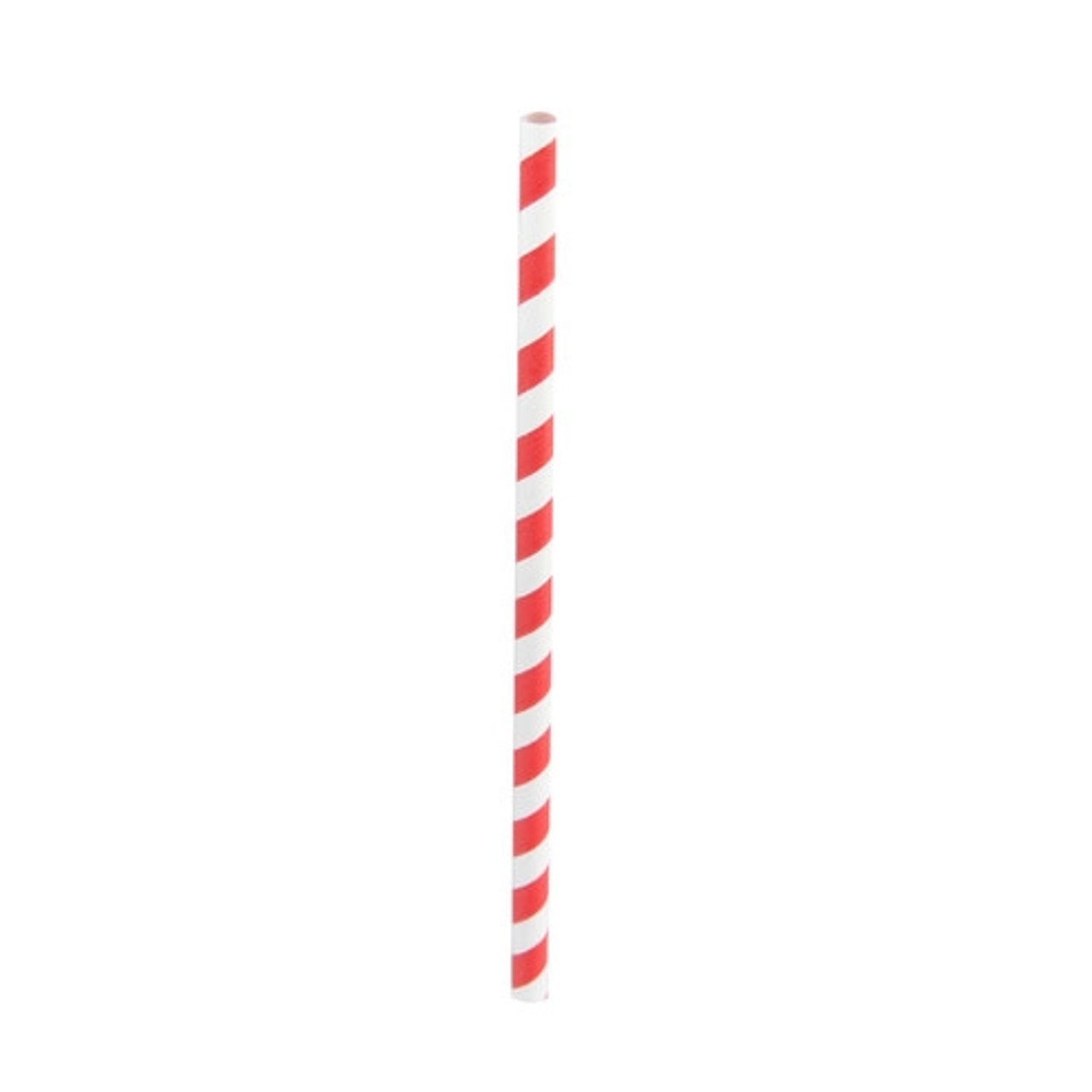 Durable Smoothie Paper Straws With White & Red Stripes - Unwrapped D:0.3in L:7.75in - 500 pcs