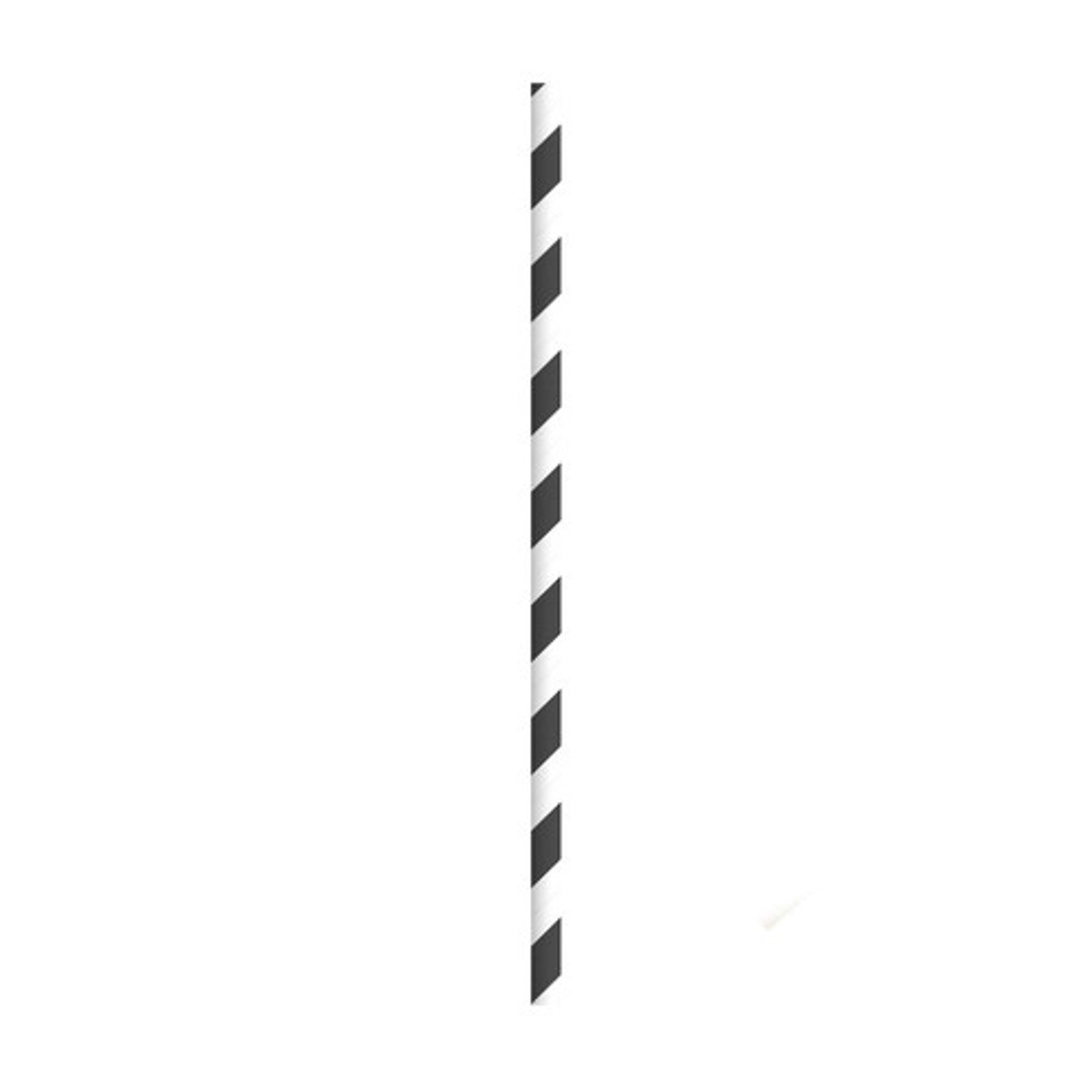 Durable Smoothie Paper Straws With White & Black Stripes - Unwrapped D:0.3in L:7.75in - 500 pcs