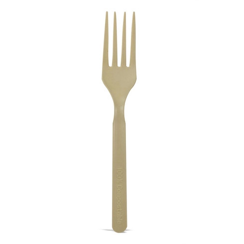 Unwrapped Compostable & Heat Proof Corn - Bamboo Fiber Fork L:6in - 50 pcs
