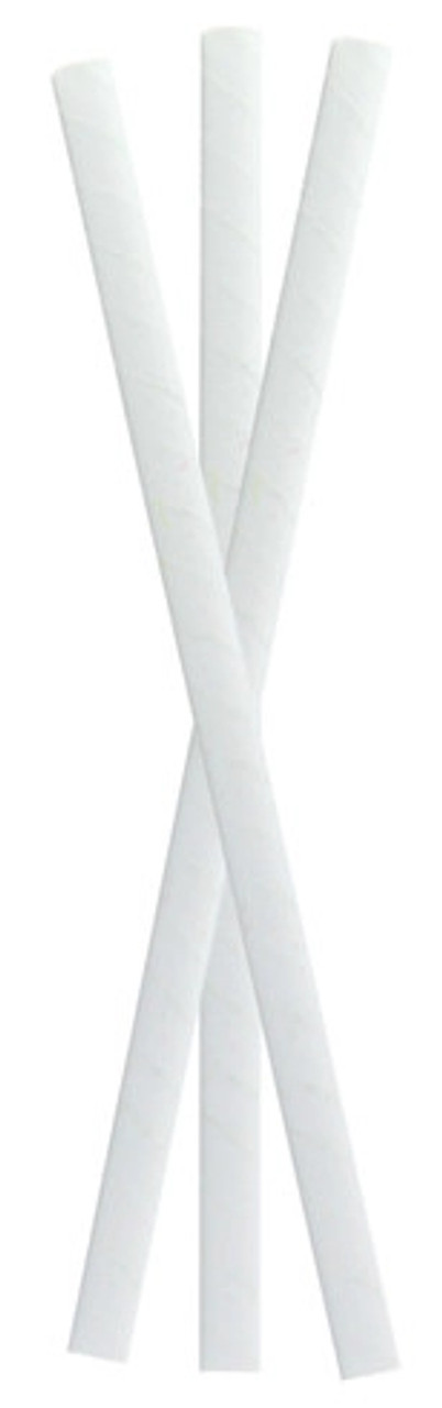Durable Solid White Smoothie Paper Straws - Wrapped D:0.3in L:7.75in - 500 pcs