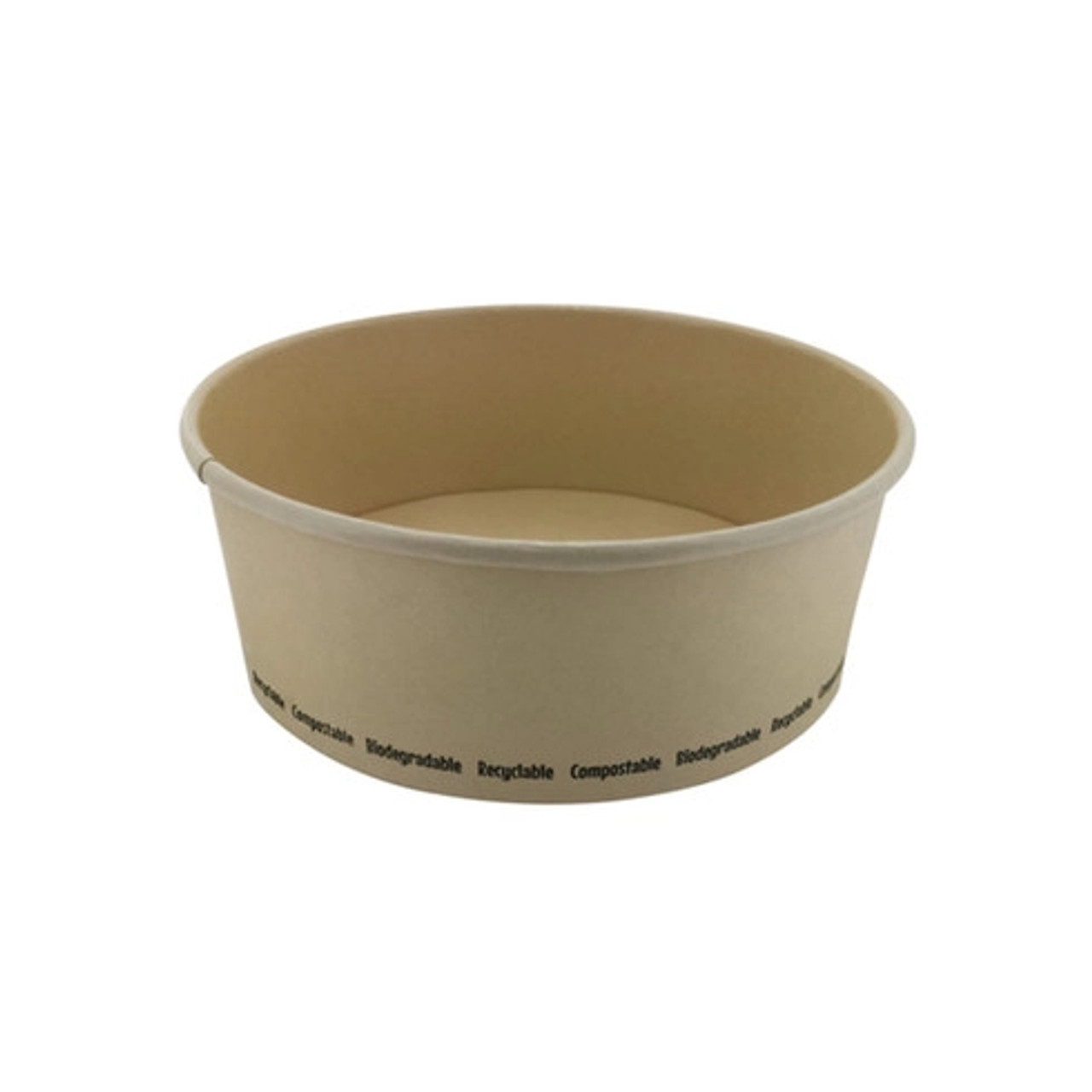 Compostable round bamboo fiber Buckaty salad box 25oz D:5.9in H:2.4in - 45 pcs