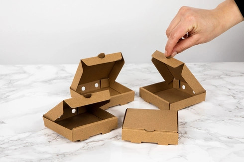 Mini Kraft Cardboard Pizza Box L3.5in W3.5in H0.8in 100 pcs