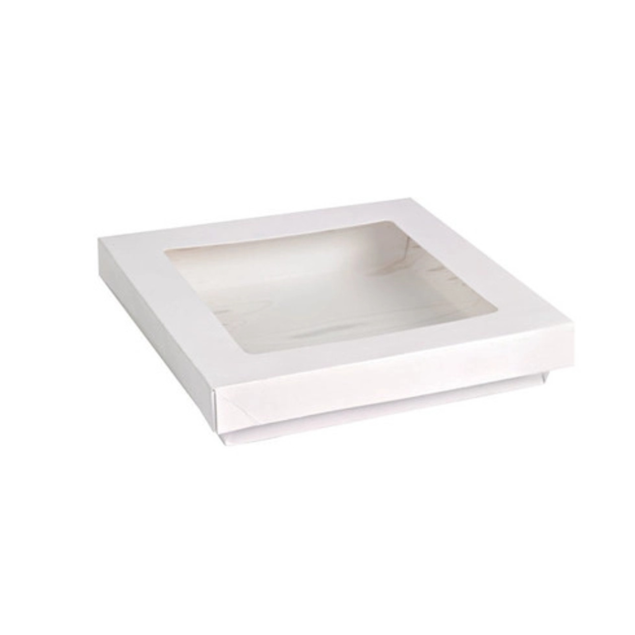 White Kray Boxes with PET Window Lid 60oz L:7.1in W:7.1in H:2in - 50 pcs