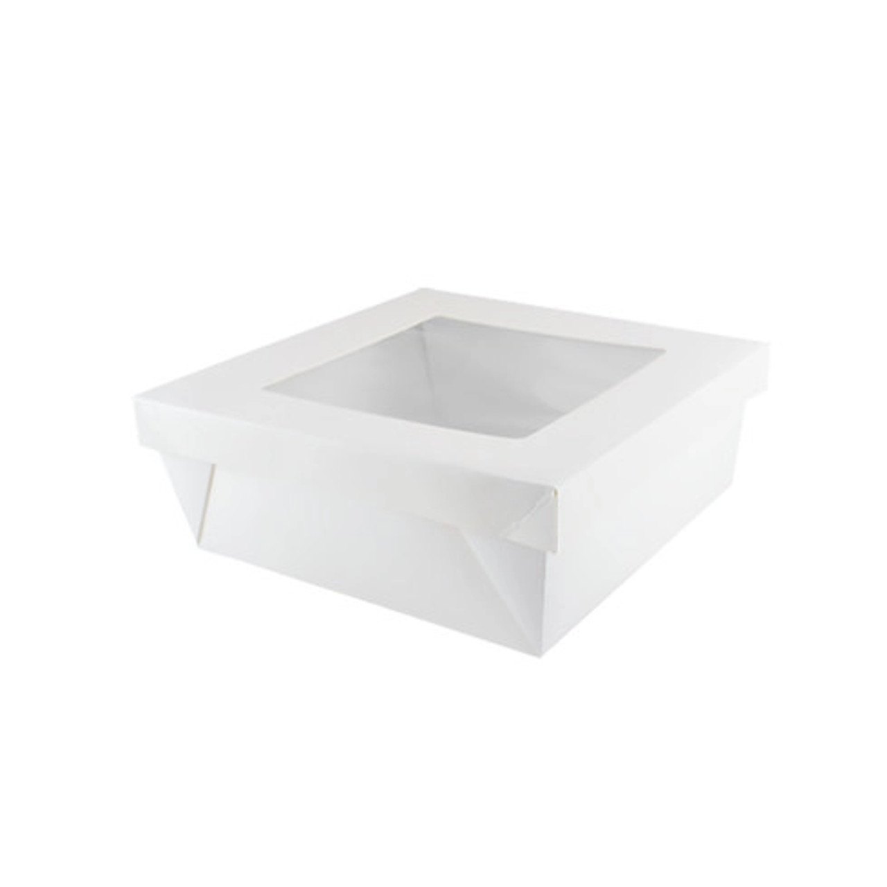 White Kray Boxes with PET Window Lid 118oz L:7.9in W:7.9in H:3.2in - 25 pcs