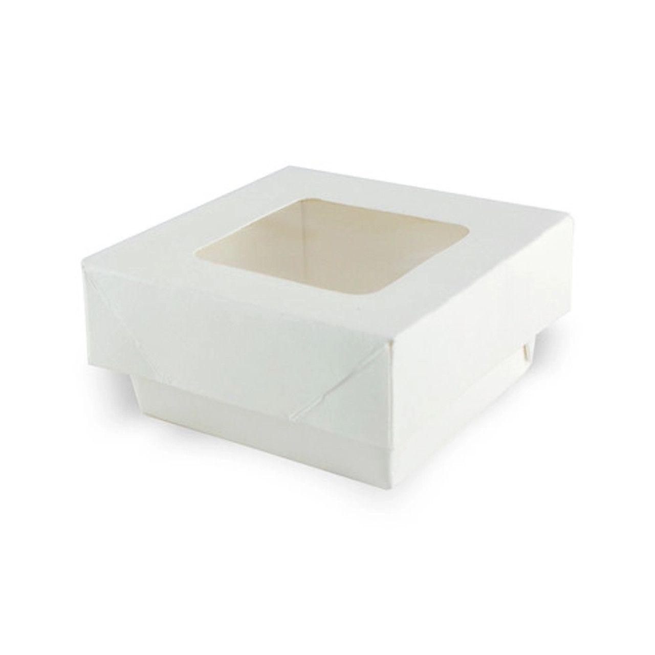 White Kray Boxes with PET Window Lid 7oz L:2.8in W:2.8in H:1.6in - 25 pcs