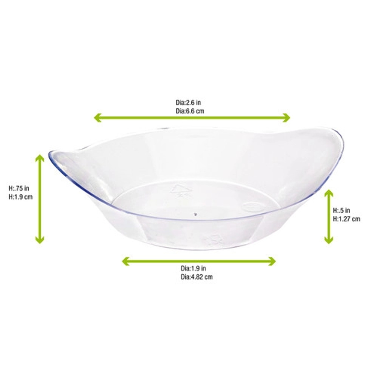 Sample of Oval Transparent Green Dish - 3.2 X 2.5  - 1 pcs