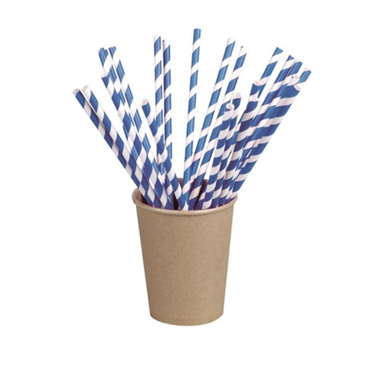 Blue Striped Paper Straws D:0.23in L:8.3in - 25 pcs