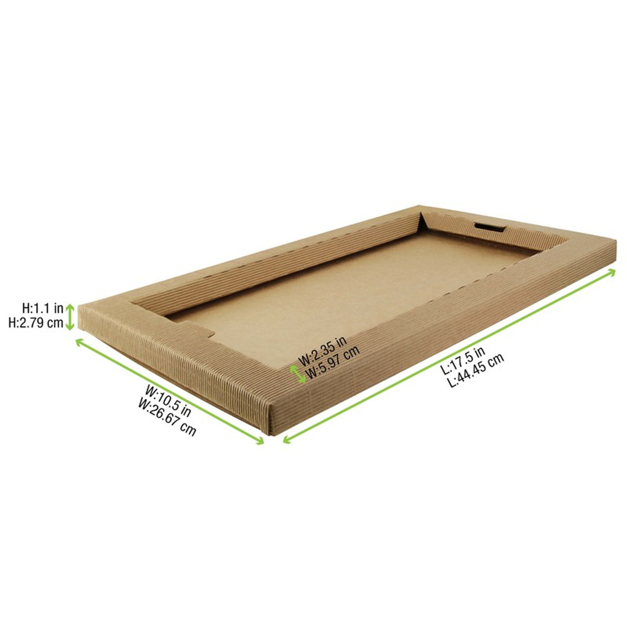 Kraft Meal Tray L:17.3in W:10.2in H:1.1in - 50 pcs - BioandChic