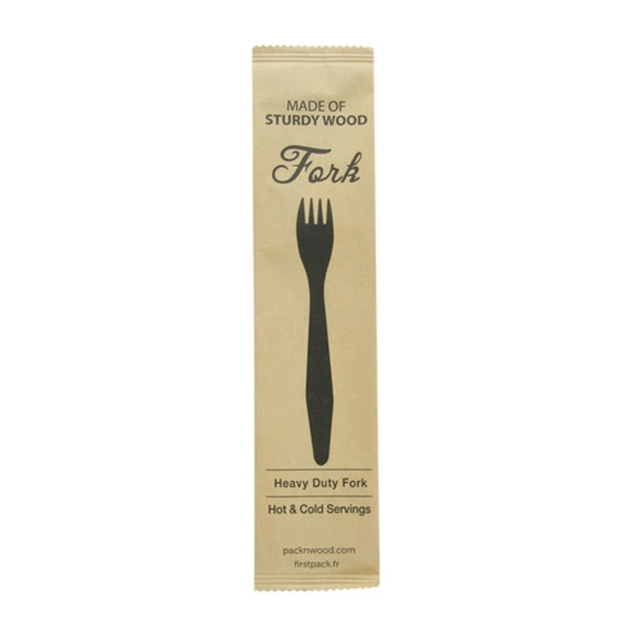 Heavy Weight Wooden Fork Wrapped in Paper Wrapper L:7.3in - 50 pcs