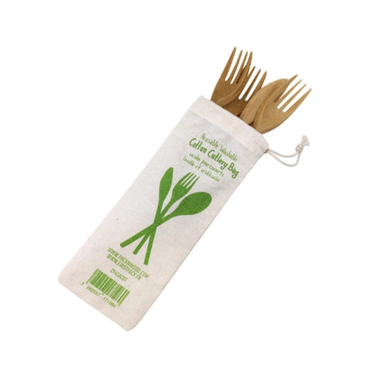 Reusable Cotton bag for cutlery L:8.66in W:3.14in - 100 pcs