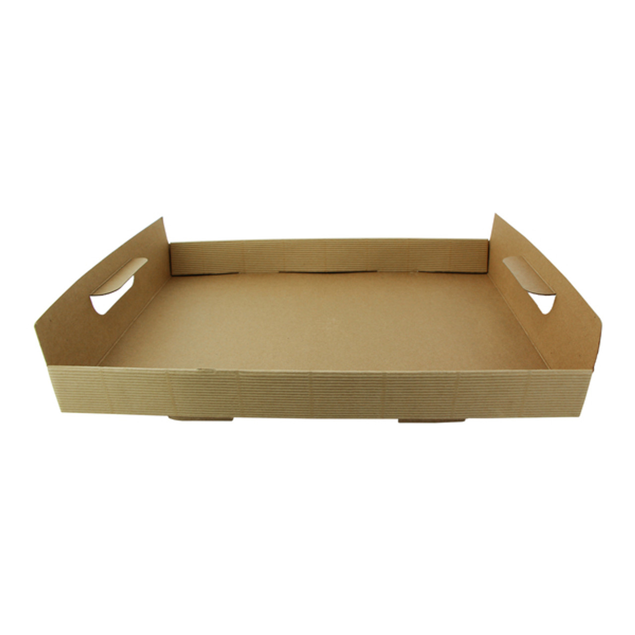 22 x 13-1/2 x 4 Natural Kraft Handled Catering Tray - Full Sheet