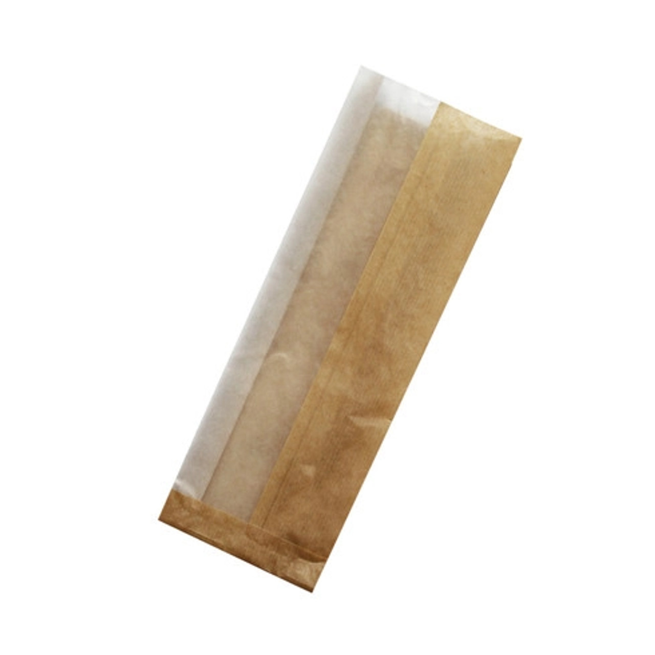 Brown sandwich bag with crystal window L: 12.2in W: 4.3in H: 1.6in - 1000 pcs