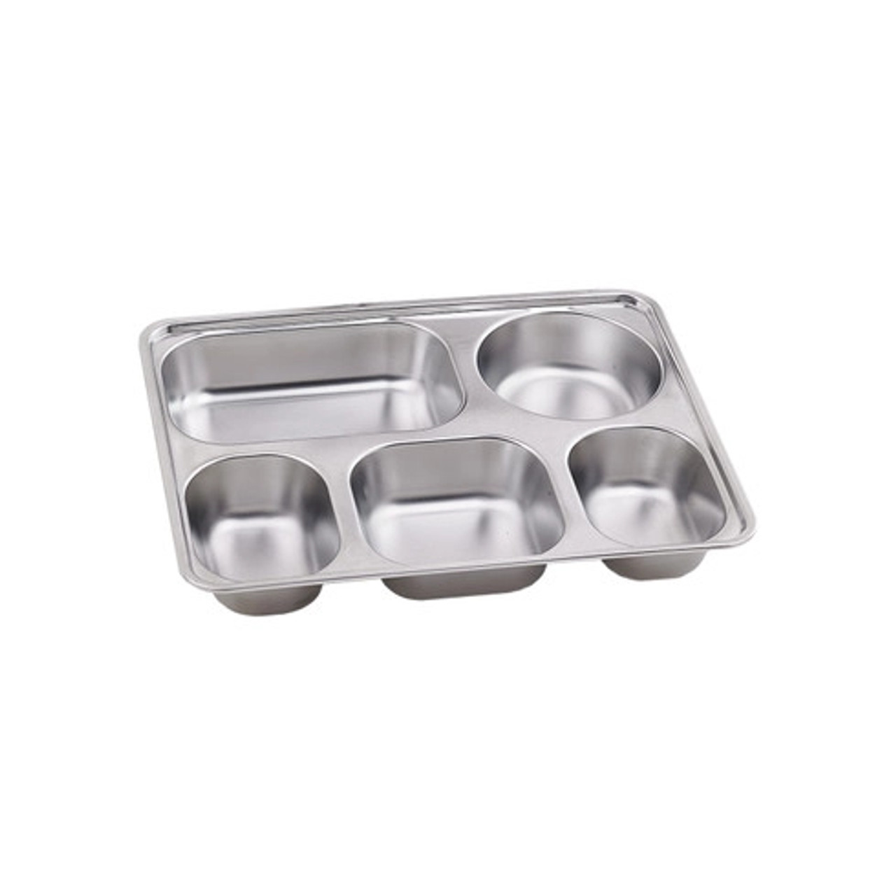 Noxtray Reusable Stainless Steel Tray 5 Compartiments with PP lid L:11in W:8.66in H:1.57in - 10 pcs