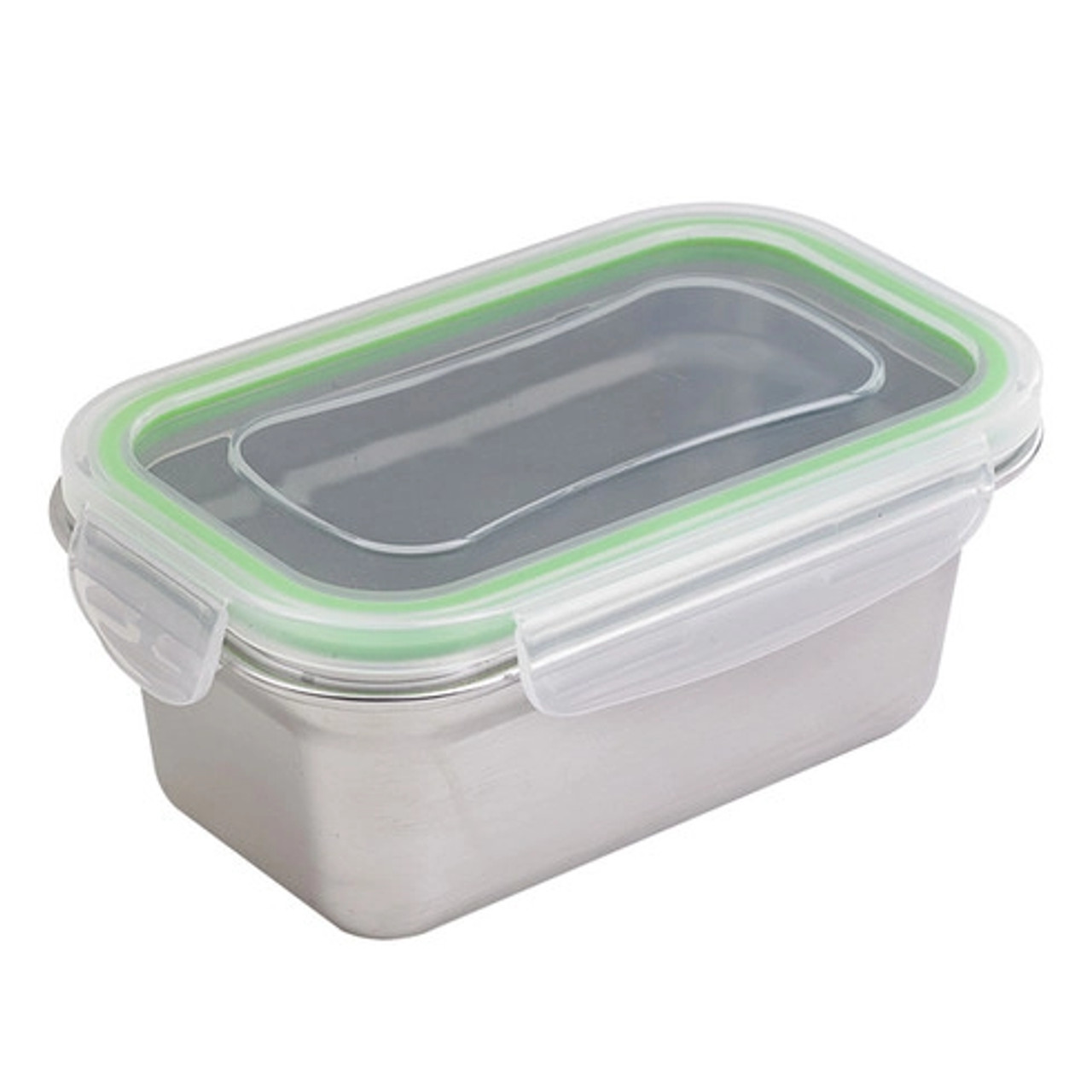 Noxbox reusable rectangular stainless steel Lunchbox with clear PP lid 21oz L:6.41in W:3.93in H:2.55in - 6 pcs