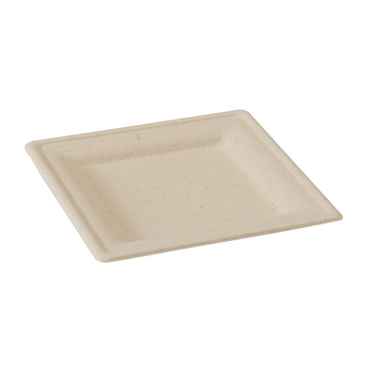 Square Brown Sugarcane Plate (No added PFAs) L:7.8 W:7.8in - 125 pcs