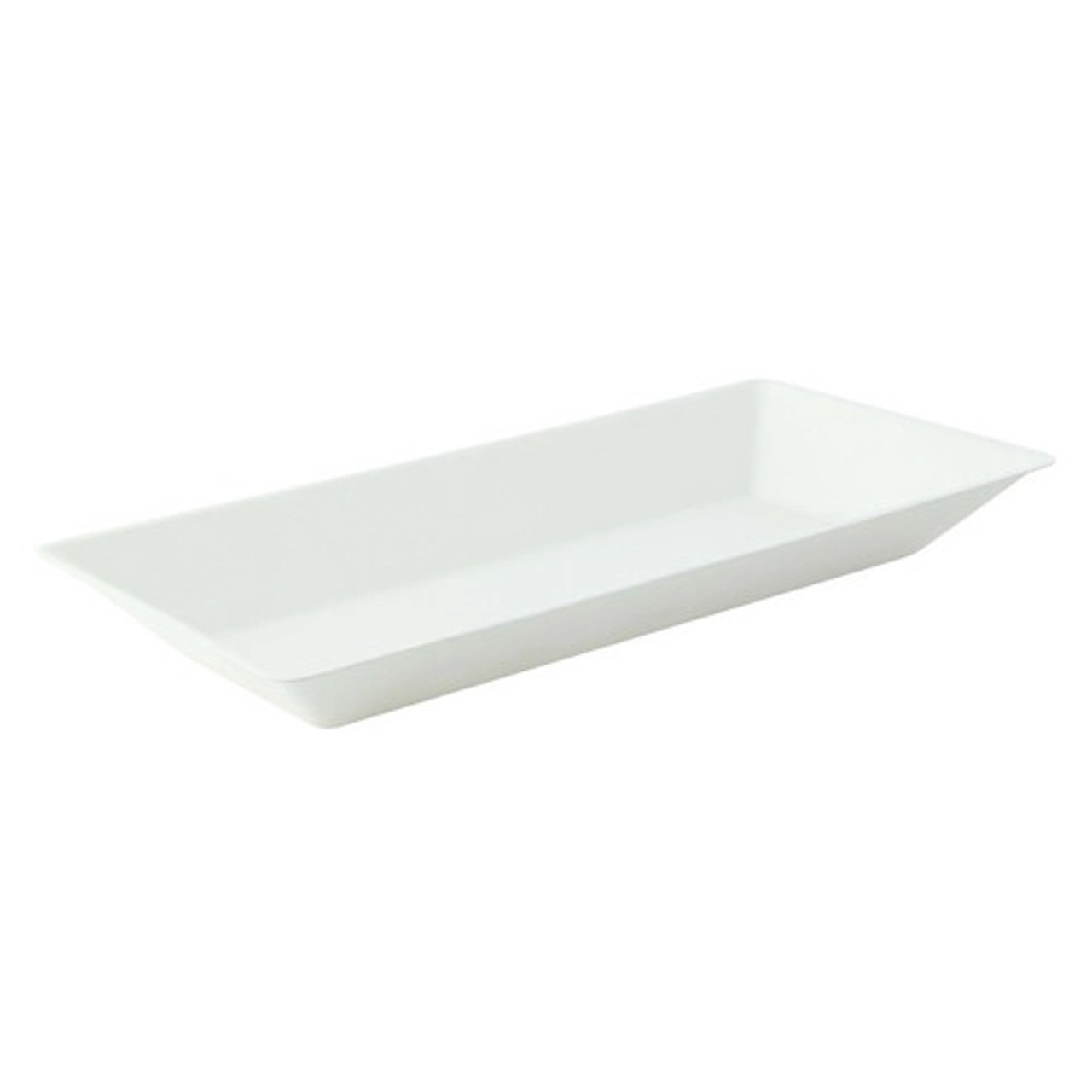 Eco-Design White Sugarcane Plate (No added PFAs) 24oz L:10.25in W:5.12in H:1.1in - 50 pcs