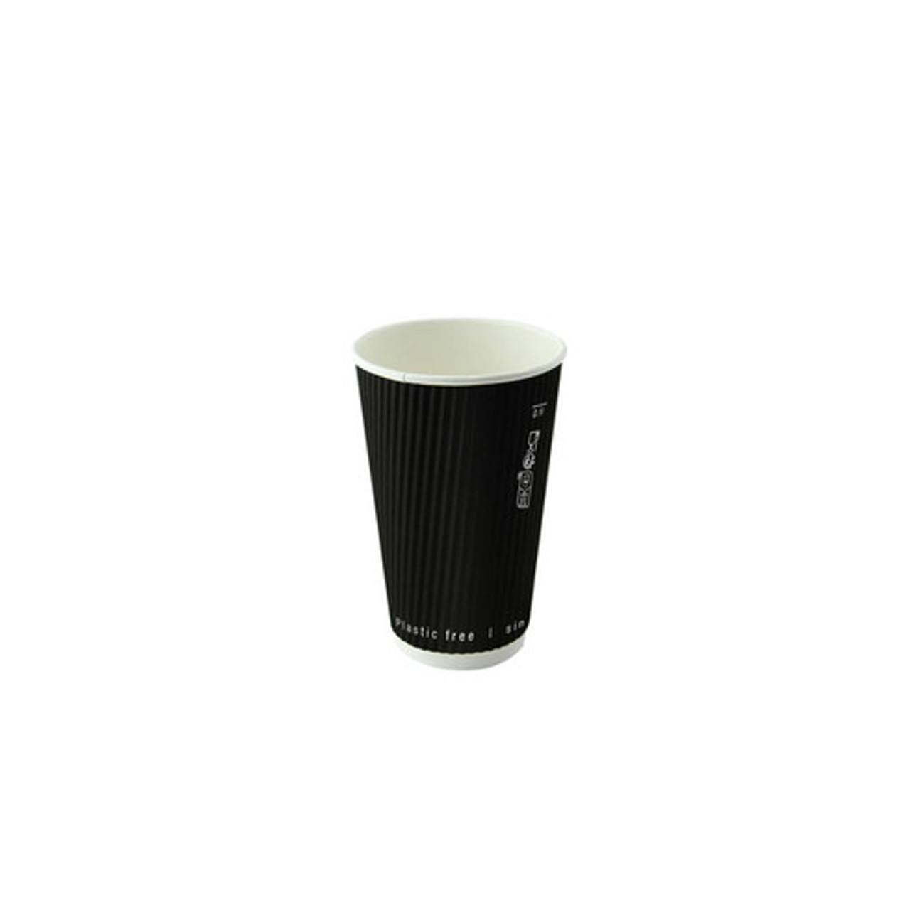 Black Rippled Wall Cup Plastic Free 4oz D:2.4in H:2.4in - 25 pcs