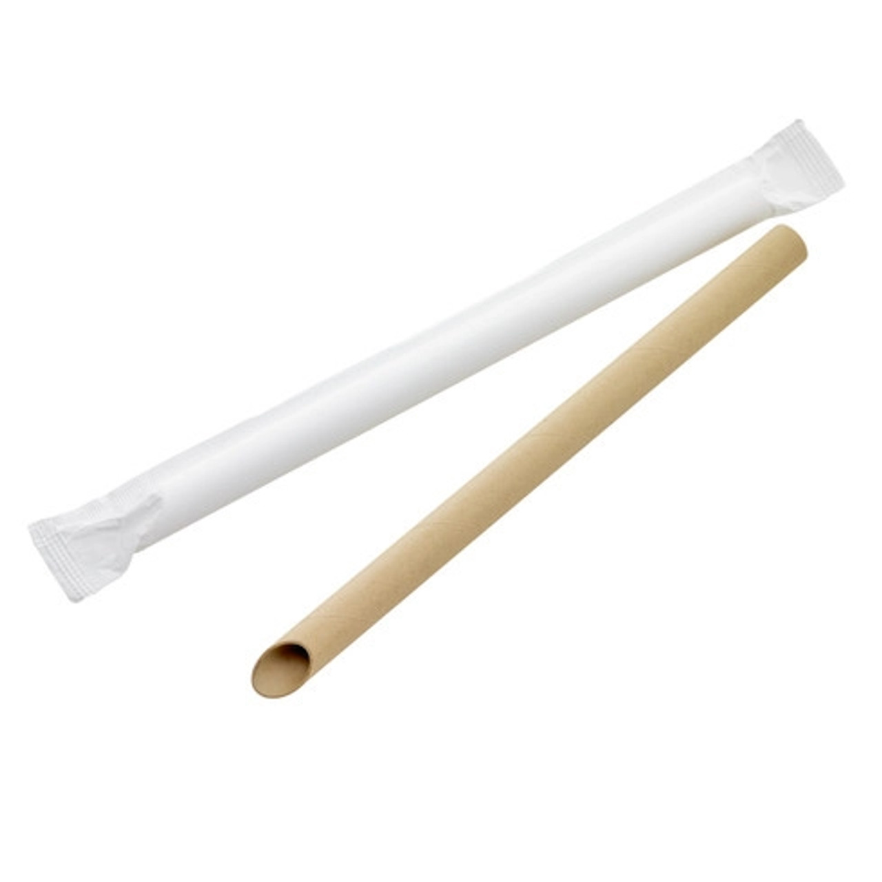 Kraft Beveled Straw For Boba Tea - Individually Wrapped L:0.5in H:7.9in - 250 pcs