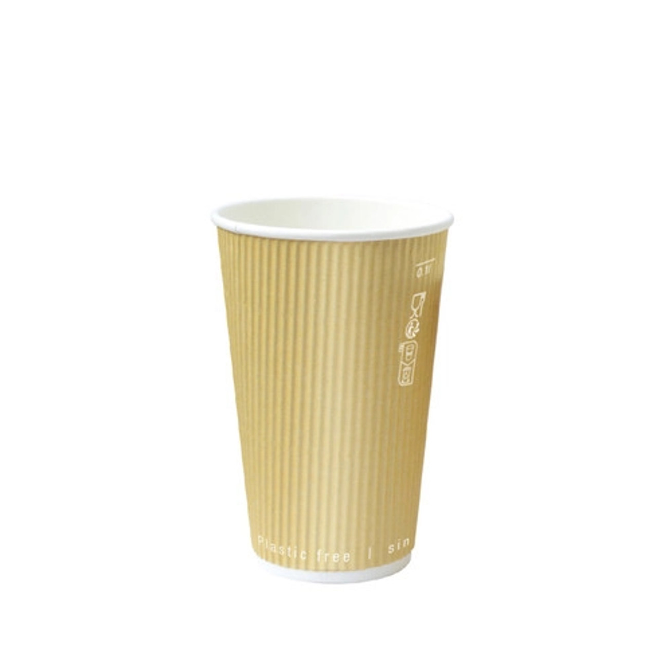 Kraft Rippled Wall Cup Plastic Free 10oz D:3.5in H:3.4in - 25 pcs
