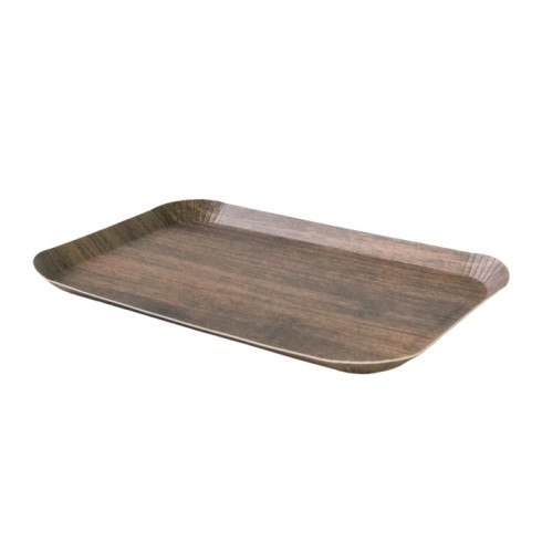 Dark Wood Print Laminated Paper Tray L:9.3in W:5.8in H:0.5in - 50 pcs