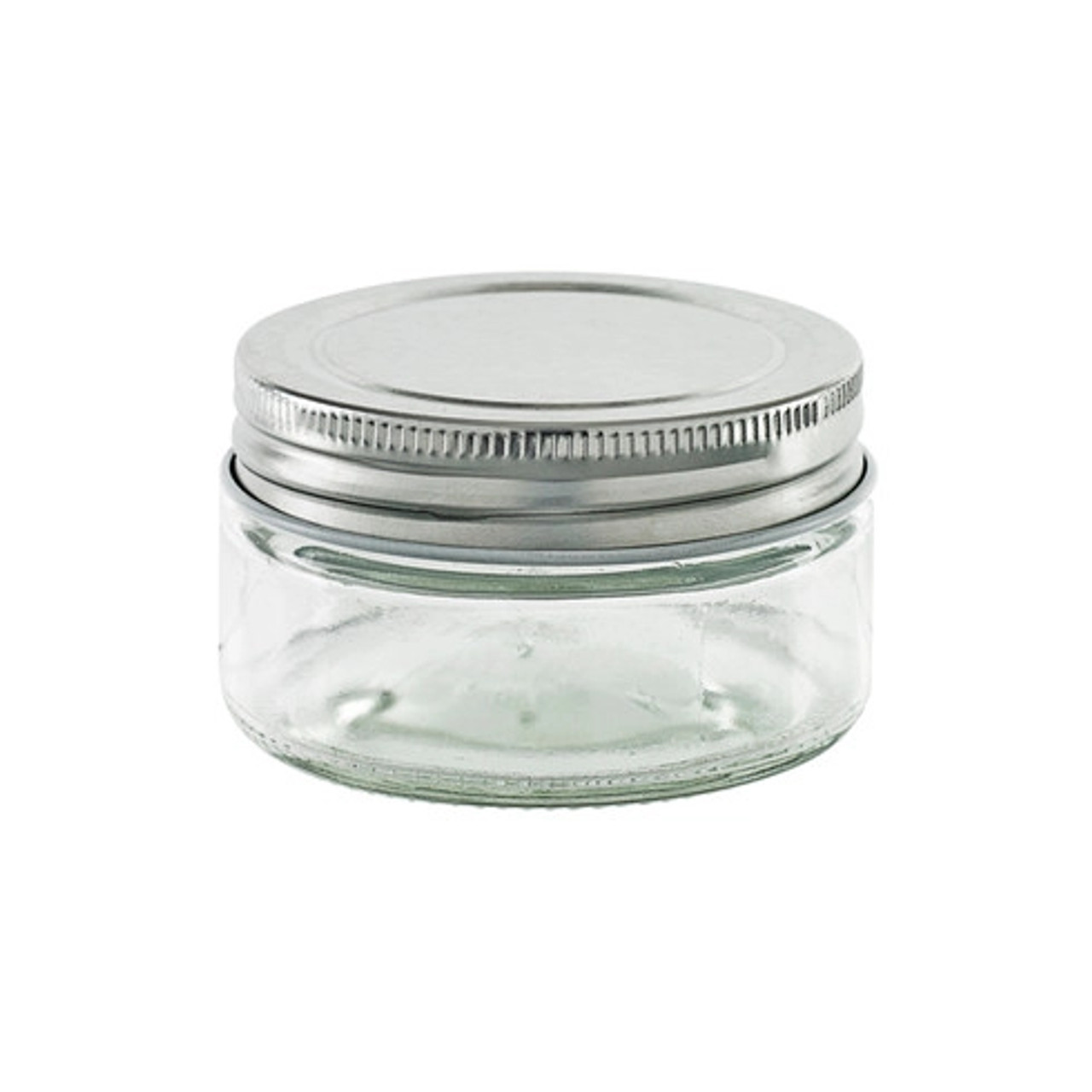 Round reusable jar glass with aluminium cap 3.3oz D:2.75in W:2.9in H:1.69in - 20 pcs