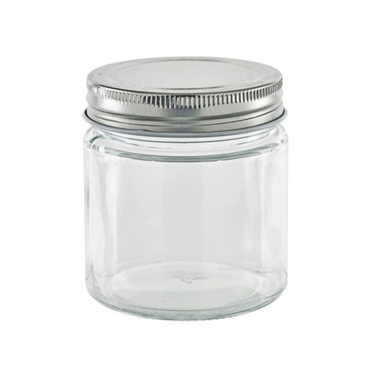 Round reusable jar glass with aluminium cap 8.4oz D:2.75in W:2.91in H:3.26in - 20 pcs