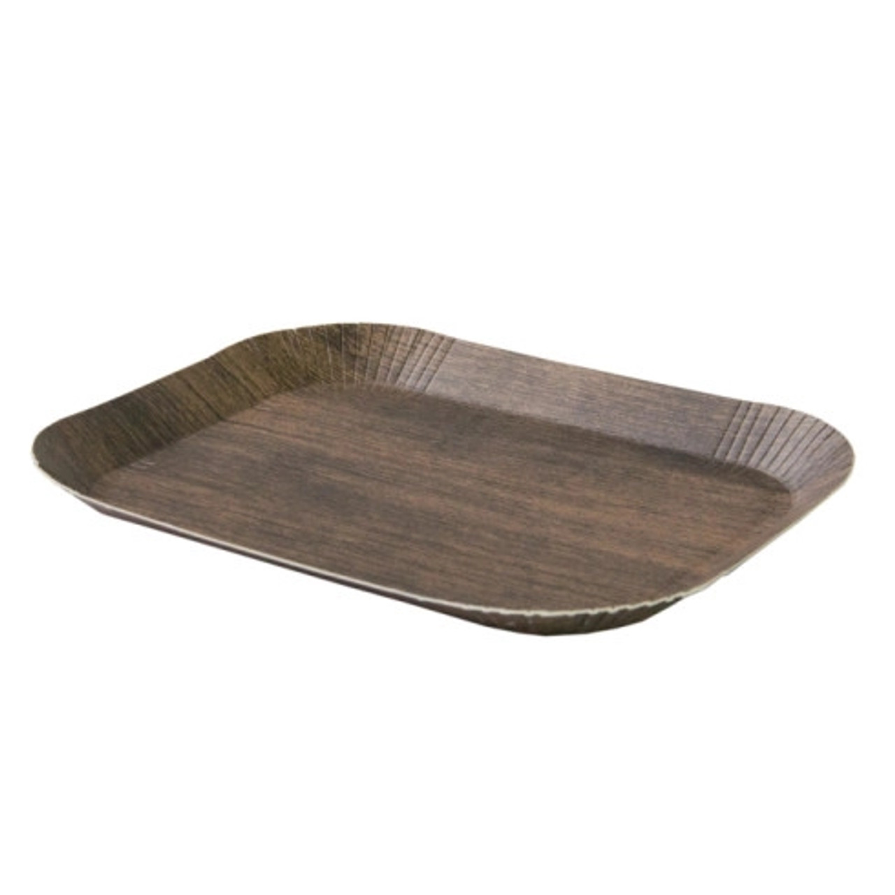 Dark Wood Print Laminated Paper Tray L:7.3in W:5.3in H:0.7in - 50 pcs