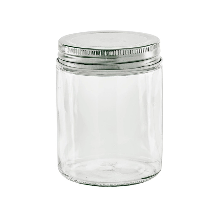 Round reusable jar glass with aluminium cap 10oz D:2.75in W:2.87in H:3.77in - 20 pcs