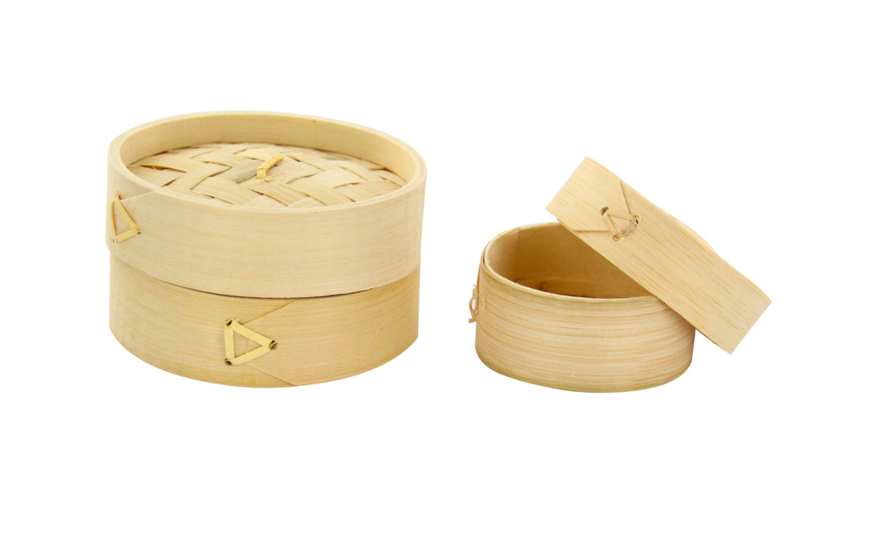 Small Mini Bamboo Steamer Basket for Party Favors, 4 Inches