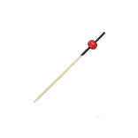 KITA Bamboo Pick with 1 Red Bead & Black End L:2.8in - 100 pcs