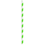 Durable Green & White Striped Paper Straws - Wrapped D:0.2in L:8.3in - 500 pcs