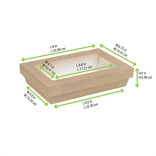 Rectangular Kraft Kray Boxes with PET Window Lid 50oz L:9in W:6in H:2in - 50 pcs