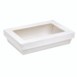 Rectangular White Kray Boxes with PET Window Lid 50oz L:8.8in W:6.1in H:2in - 50 pcs