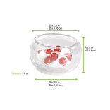 Double Wall Short Mini Reusable Glass 1.8oz D:2.5in H:1.5in - 12 pcs