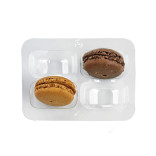 Insert for 4 Macarons (2x2) with Clip Closure 16oz D:1.85in L:4.3in W:3in - 50 pcs