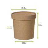 Brown Kraft Soup Cup with Kraft Lid Included 16oz D:3.8in H:4in - 25 pcs