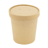 Brown Kraft Soup Cup with Kraft Lid Included 16oz D:3.8in H:4in - 25 pcs