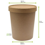 Brown Kraft Soup Cup with Kraft Lid Included 32oz D:4.5in H:5.5in - 25 pcs