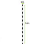 Durable Black & White Striped Paper Straws - Wrapped D:0.2in L:7.75in - 500 pcs