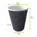 Rippled Black Cup 12oz D:3.5in H:4.25in - 25 pcs